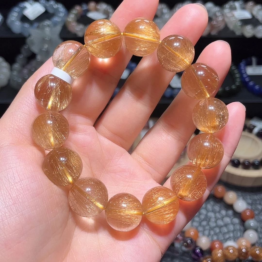 水晶手链未镶嵌太阳发晶手链，晶体通透