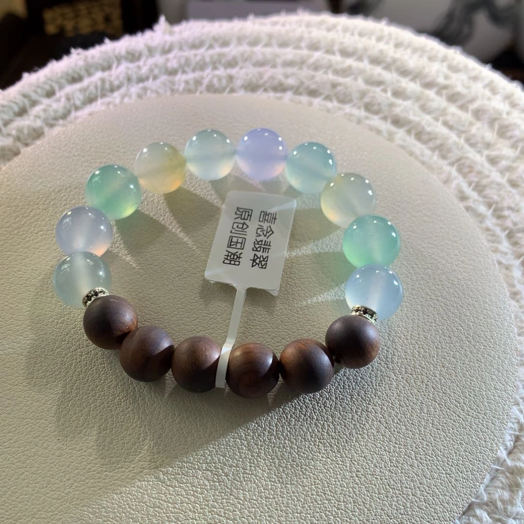 散珠翡翠天然缅a卡11mm高冰彩虹