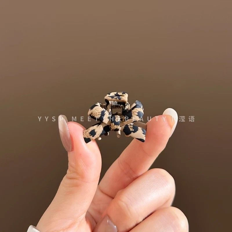 简约金属夹子豹纹蝴蝶结小抓夹女2024新款公主头碎发前额刘海夹