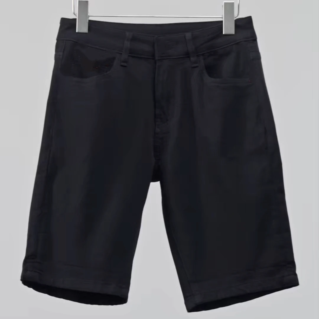 若晴商贸 2025夏季大码五分裤黑色男牛仔裤子洗水修身中裤休闲裤