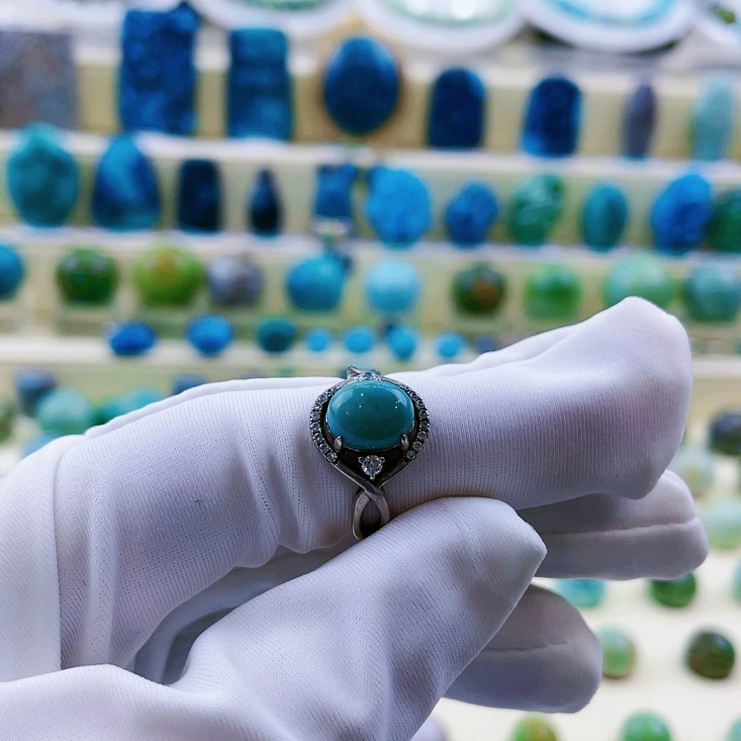 绿松石挂件银S925镶嵌