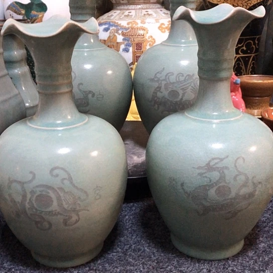 陶四大神兽一套，27厘米高