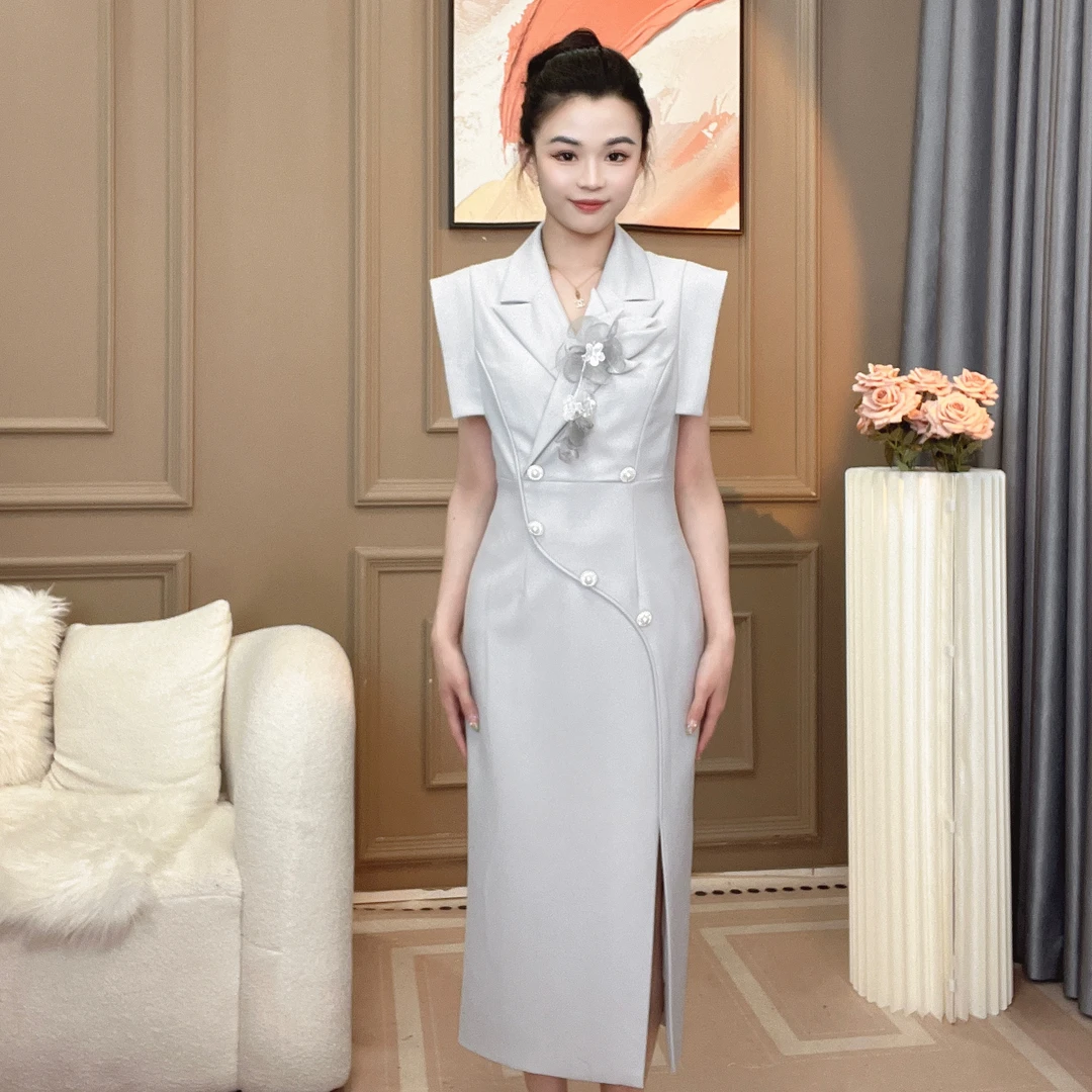 新款法式气质显瘦时尚名媛减龄收腰显身材设计感宴会连衣裙50897