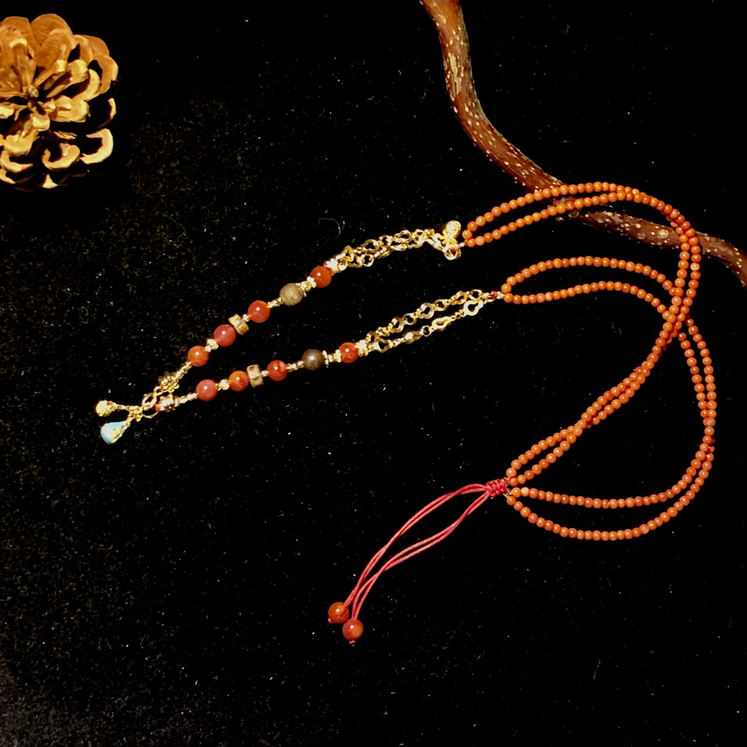 满肉南红小码珠项链设计款A31（多样性发其一）