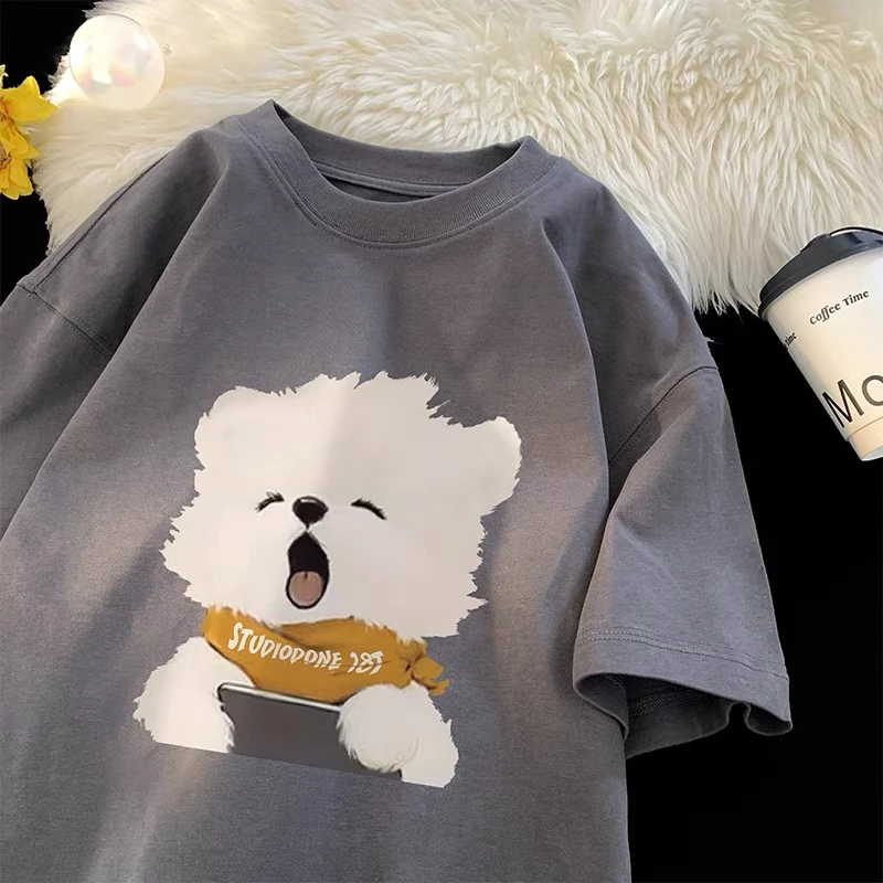 徐太浪黑色简约印花设计短袖T恤oversize高街潮牌美式宽松半袖夏