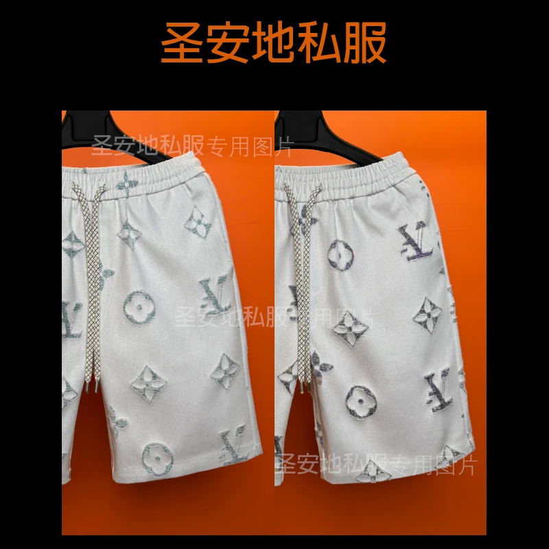 高货轻奢2025年夏季新款休闲宽松无弹挑破百棉牛仔五分短裤男百搭