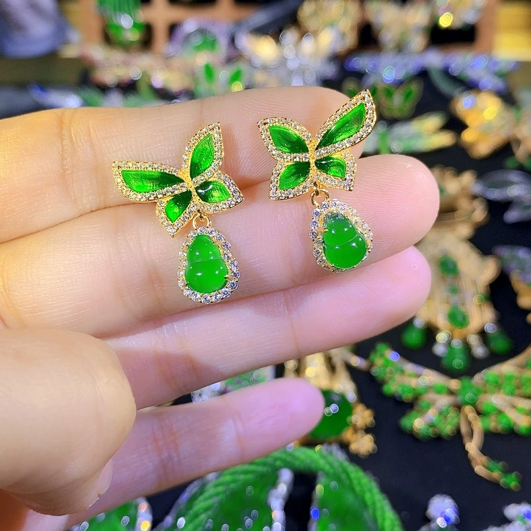 吊坠(不含链)银S925镶嵌翡翠