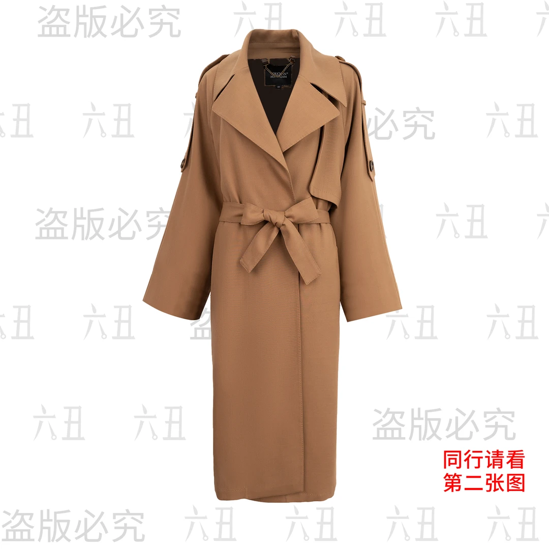 六丑【高定风衣】新款高级定制时尚气质通勤撞色字母风衣502AFY0221