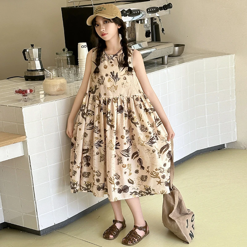 女童碎花连衣裙夏季2025新款洋气儿童背心裙田园风公主裙沙滩裙潮