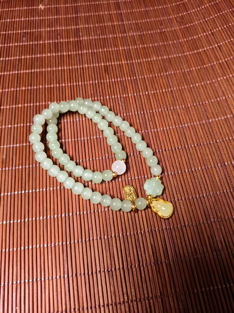 晴水双圈圆珠手串配小葫芦女款精美