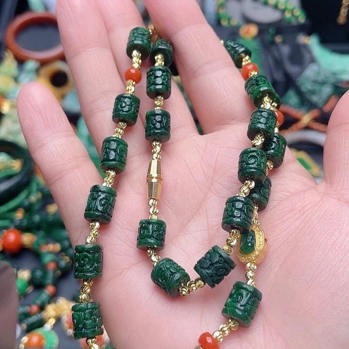 翡翠银S925镶嵌颈饰合金