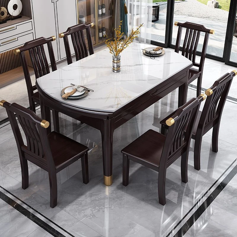 【福利】中式家用简约两用餐桌椅新款中式桃木100%饭店3-4人餐桌