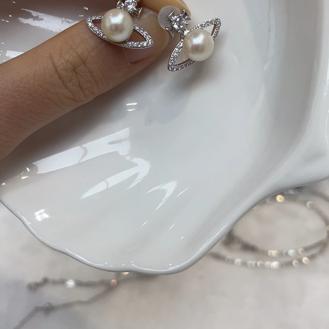 银S925镶嵌耳饰海水珍珠