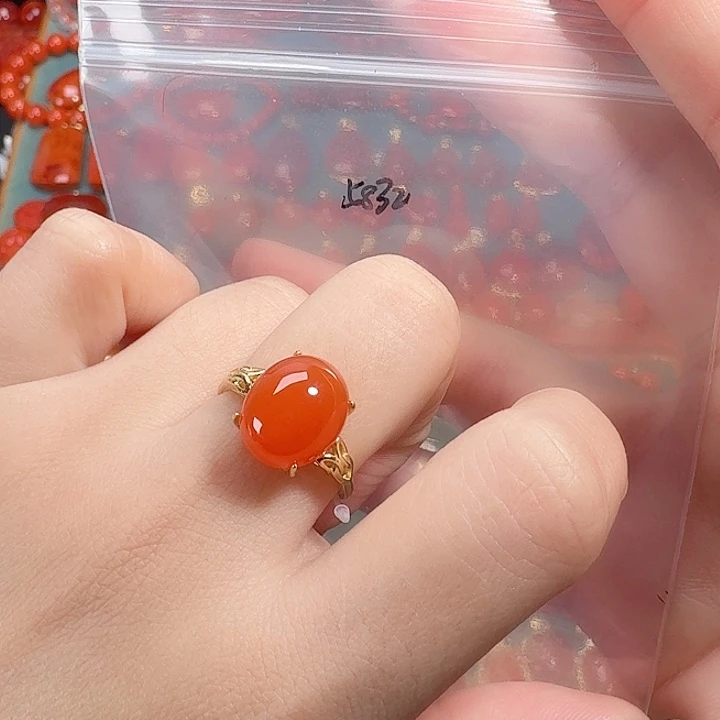 南红玛瑙银S925镶嵌戒指