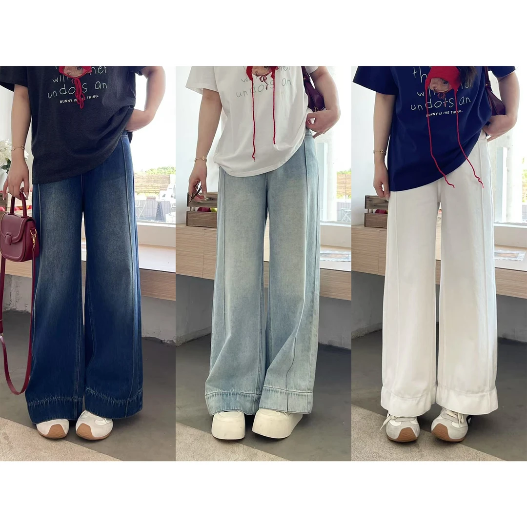 李潇洒【牛仔周末】微胖大码女夏时尚百搭显瘦直筒牛仔裤ZY506V20