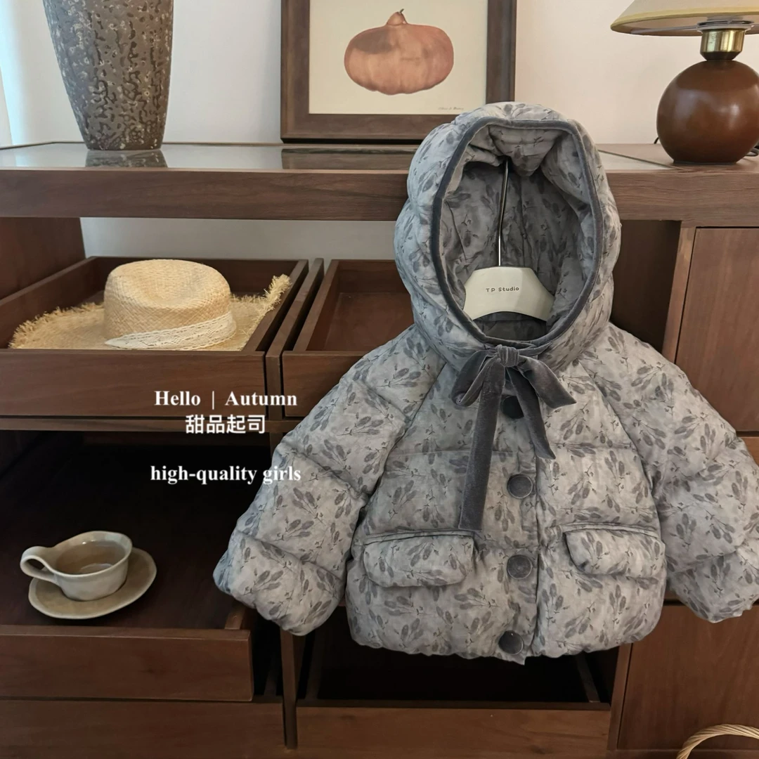 【现】【甜品起司】水墨画！韩系女童棉服冬季韩系洋气加厚保暖外套