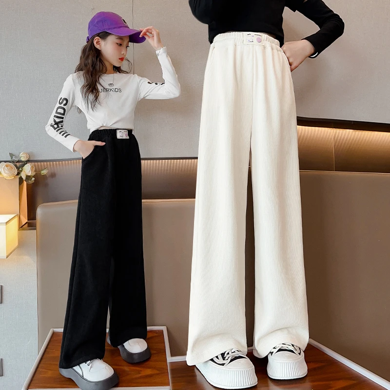 女童裤子春秋外穿2025新款秋装中大童休闲直筒卫裤秋季儿童阔腿裤