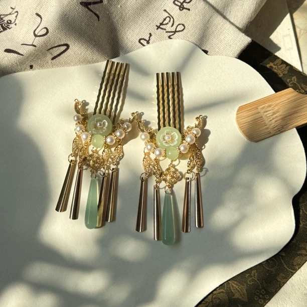 温柔气质流苏水滴对钗新中式汉服古装配饰