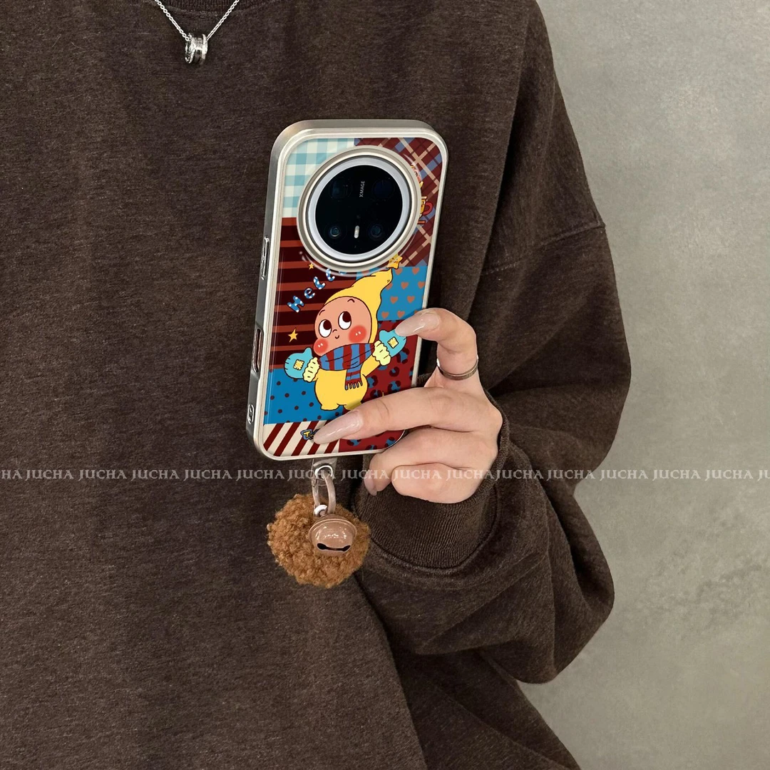 适用蓝棕格星星人华为mate70手机壳卡通可爱HUAWEImate60pro简约5