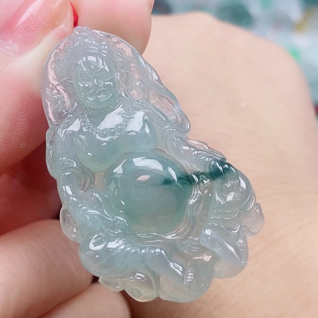 颈饰未镶嵌翡翠天然缅甸翡翠A货黄财神
