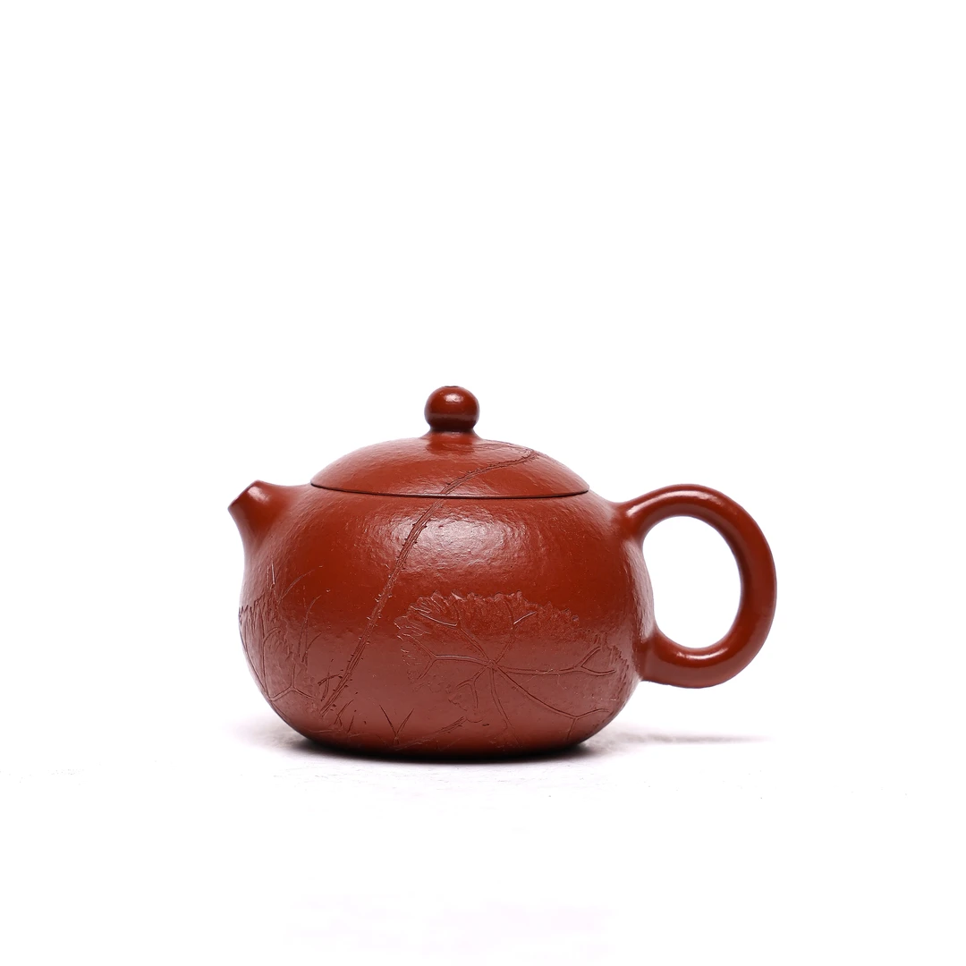汪汪茶器 春共西施 大红袍-刻绘 125cc  家用紫砂壶 syr
