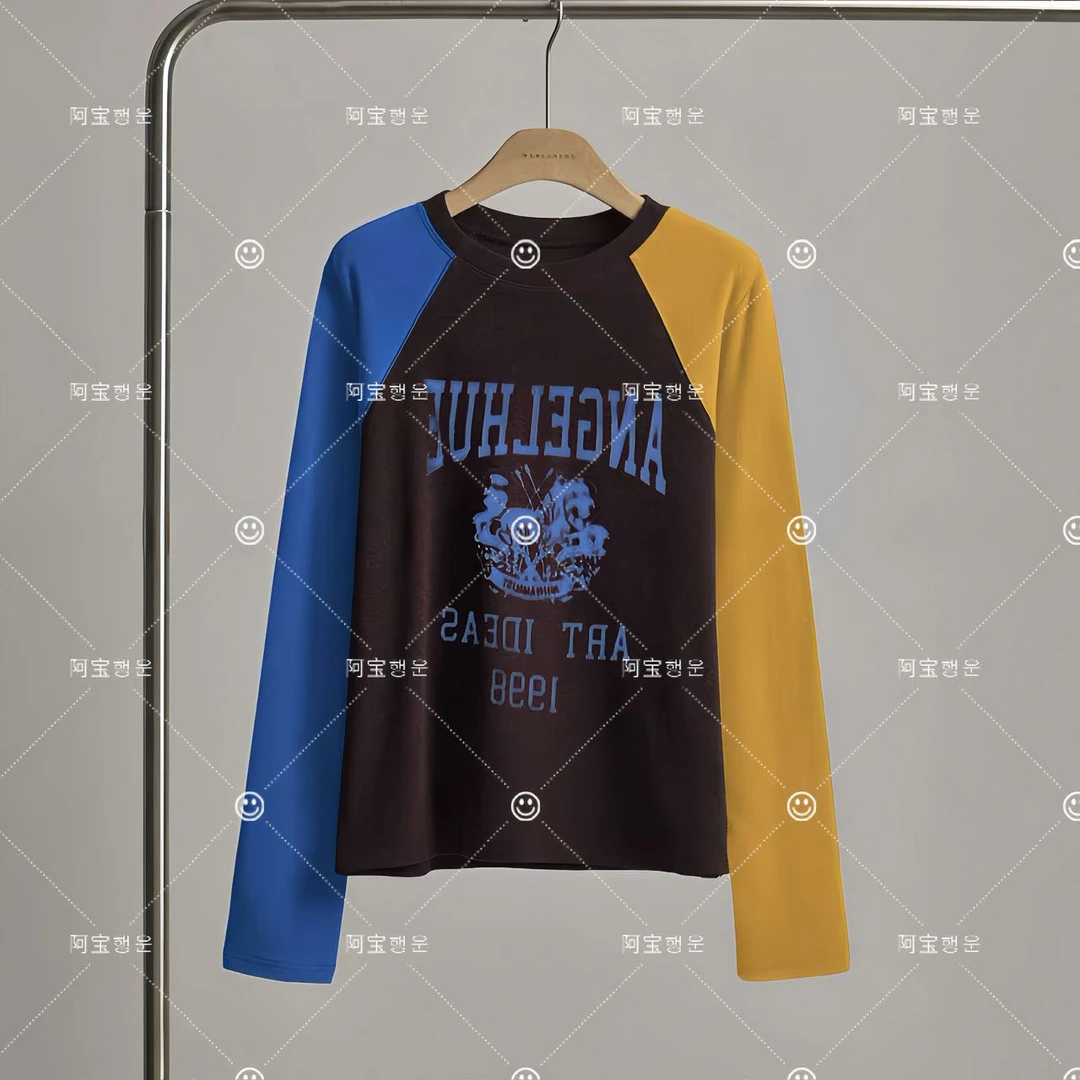 字母套装时尚T恤圆领长袖ins常规款修身型宽松型显瘦51Q