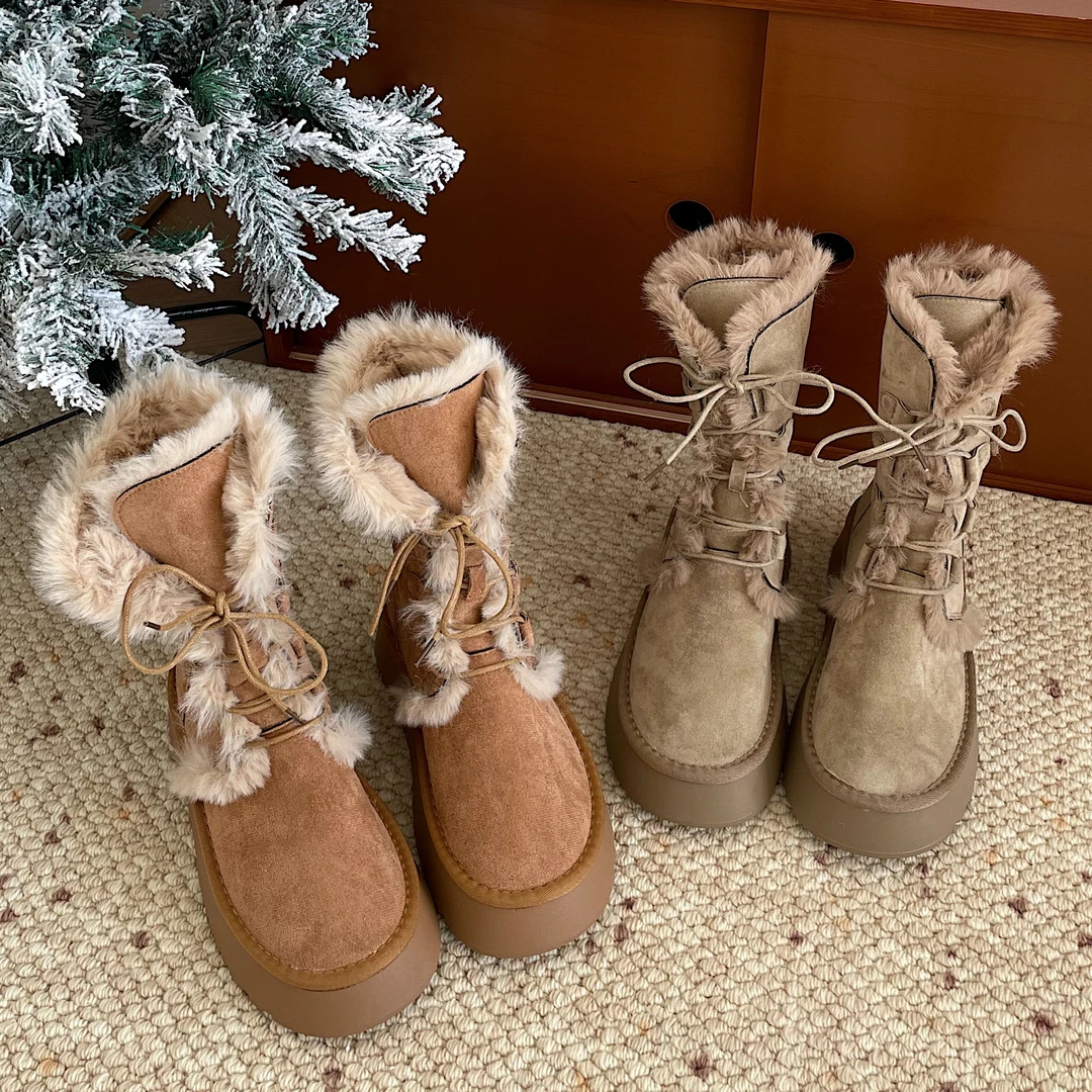 厚底百搭高筒女款秋冬雪地靴女款爆款新款雪地靴棉鞋