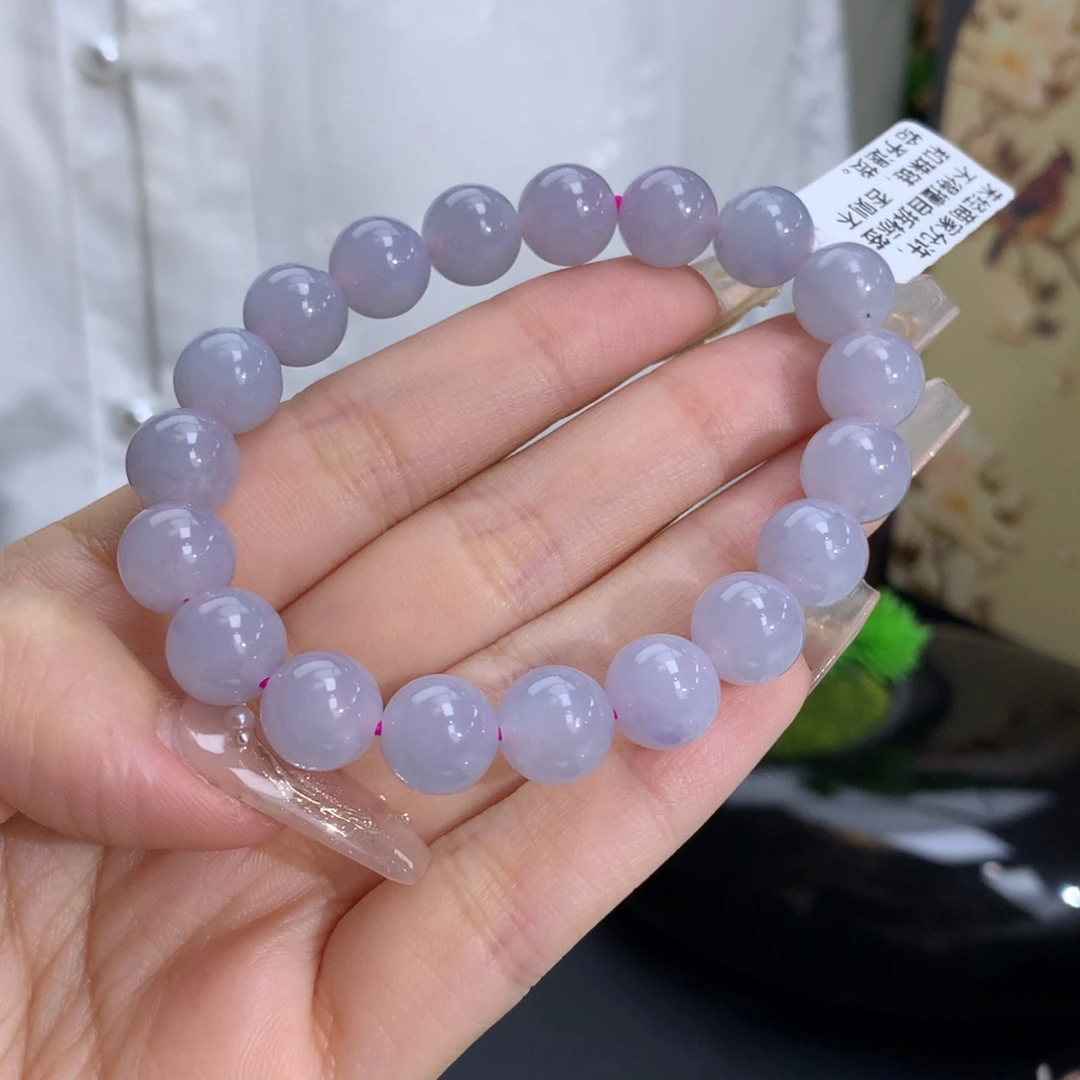翡翠手链未镶嵌卡10冰润胶粉紫底