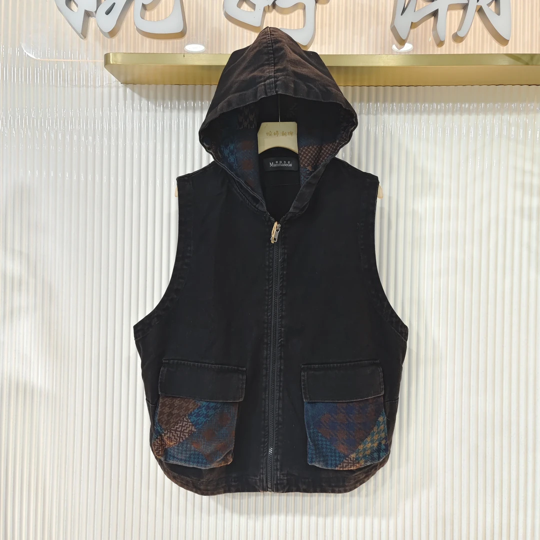 【婉婷服饰】9531马夹连帽春秋款洋气时尚潮牌女装牛仔马甲