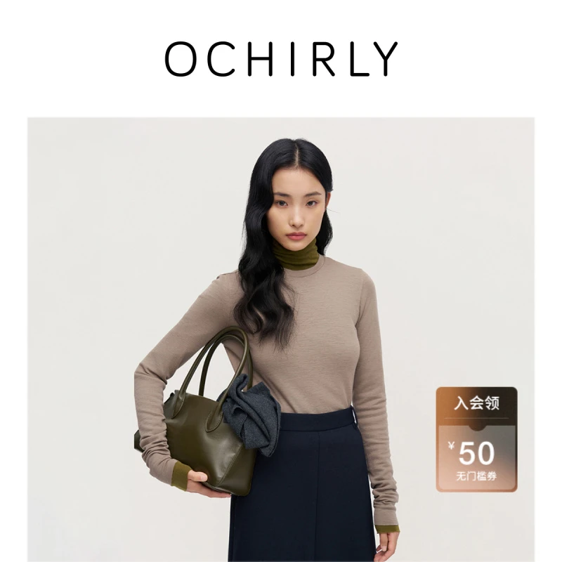 OCHIRLY欧时力 100%绵羊毛轻薄毛衣女上衣高级商场同款度假流光风