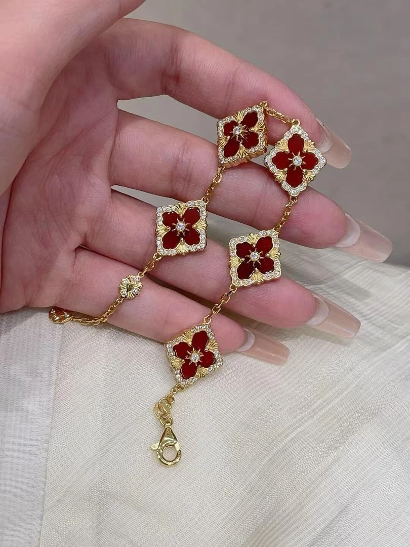 足金红玛瑙步步家手链  时尚经典 高级轻奢