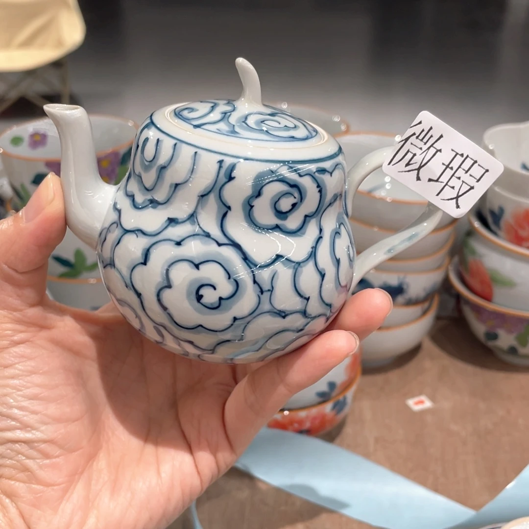 釉下手绘茶具微瑕