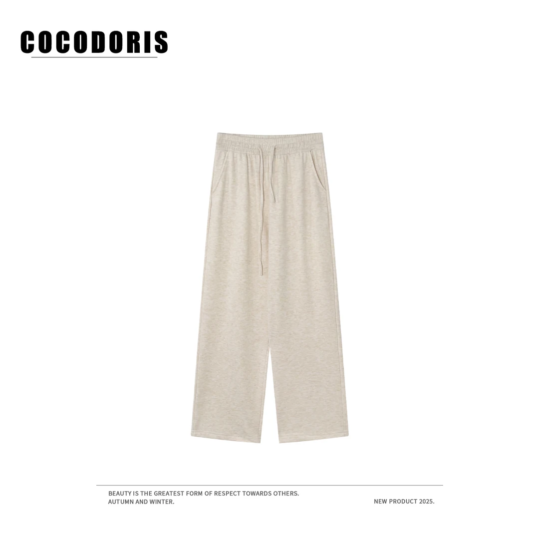 COCO DORIS 新款纯色微弹加绒直筒休闲裤秋冬通勤百搭裤子2370绒