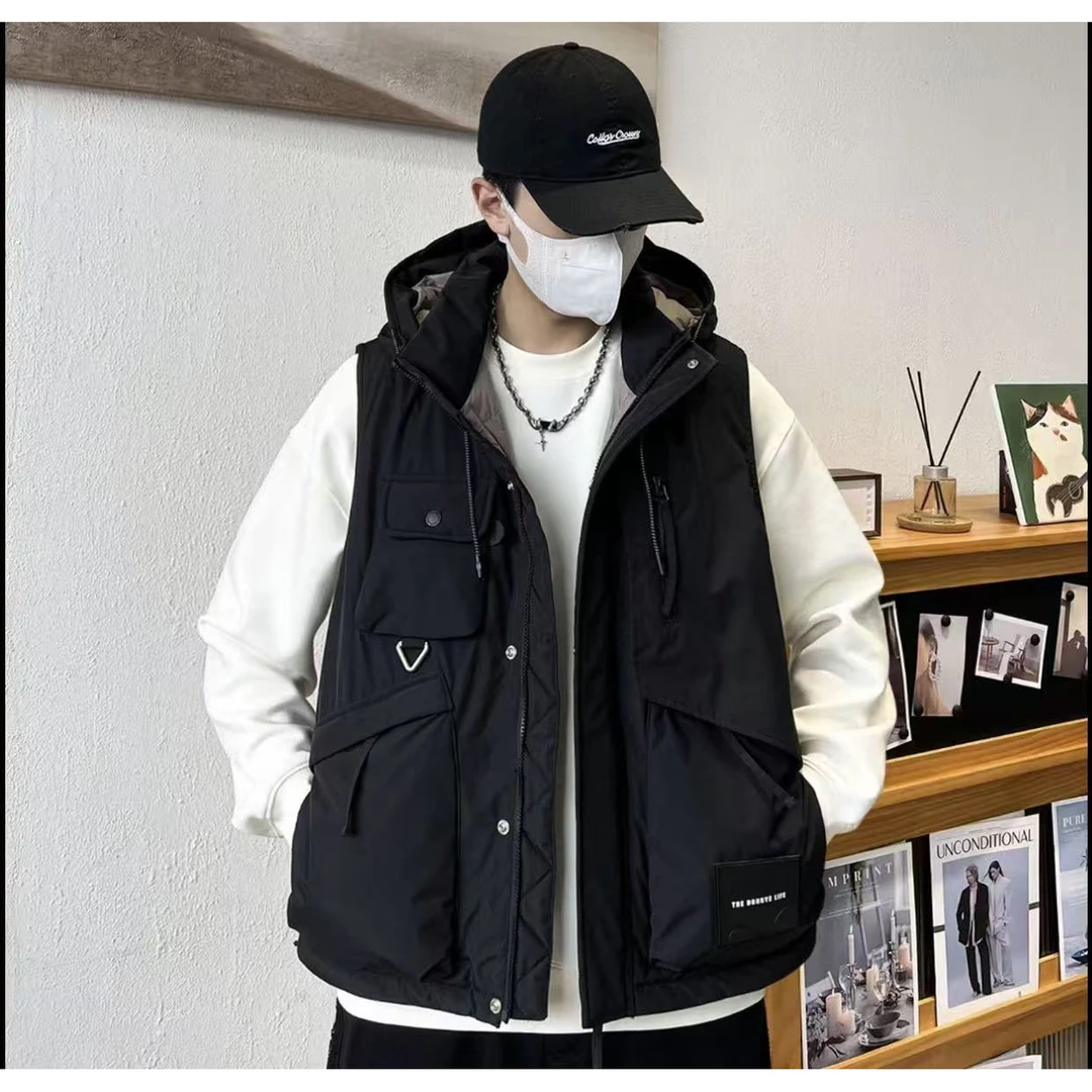 山系优质棉马甲工装连帽马甲男款男士冬季新款保暖背心春季外穿