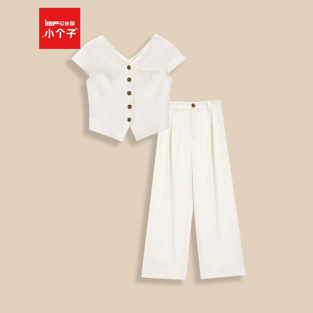 IEF/爱依服套装2025夏季新款文艺知性气质通勤风上下套裤流光风