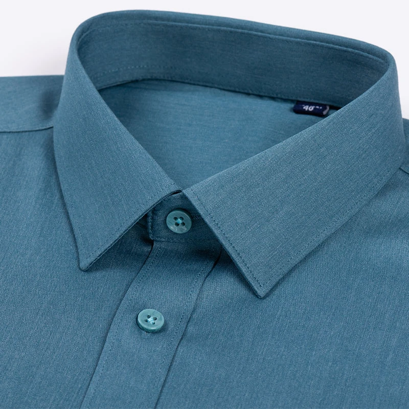 夏季短袖衬衫男轻奢商务休闲免烫抗皱纯色男装男士高档半袖衬衣