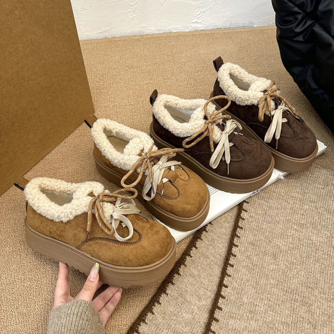 法式系带加绒深口单鞋女厚底增高勃肯鞋2025新款秋季玛丽珍松糕鞋