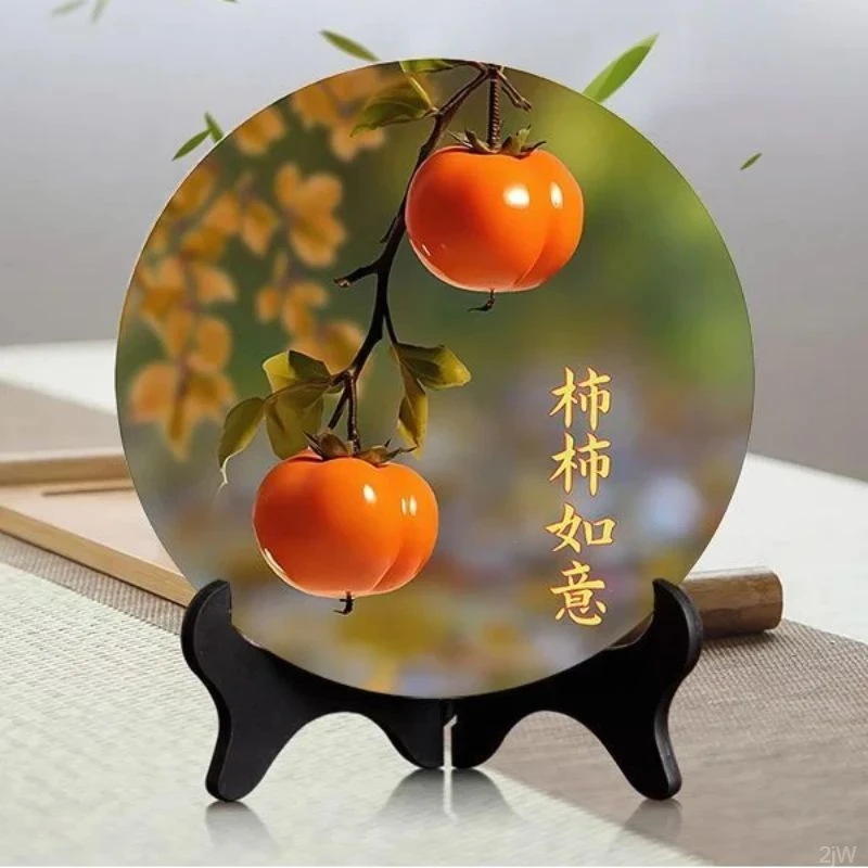 C柿柿如意摆件现代装饰画相框餐厅办公室桌面潮款家用柿柿饰品摆