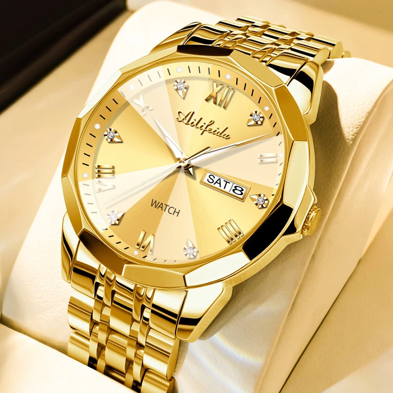 【专柜正品】高颜值全自动纯机械男士手表时尚高端防水双日历男款表