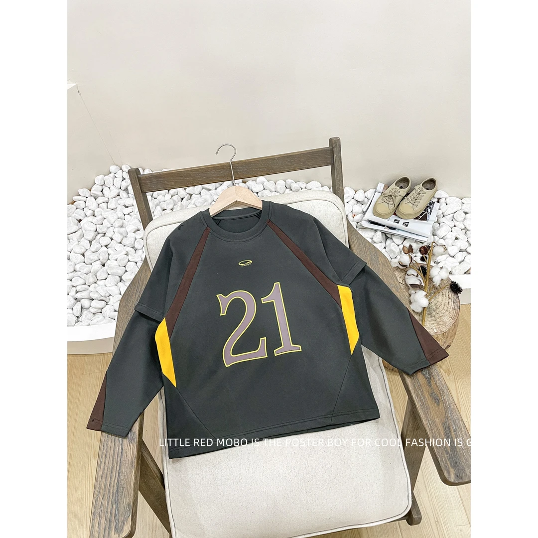 【现现】童装男儿童百搭长袖T恤2025春秋季新款上衣MMY831242