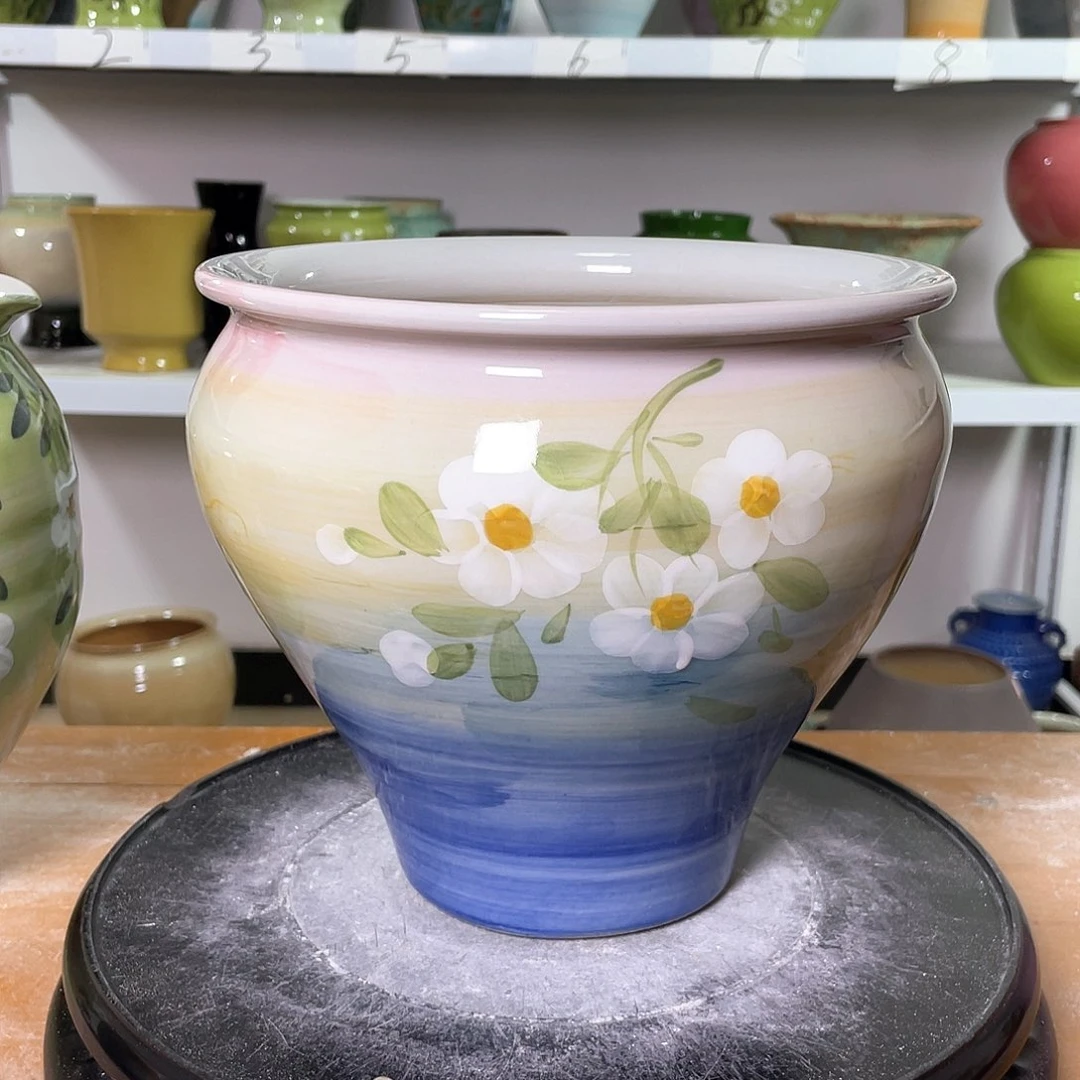 景德镇陶瓷花盆口19高19