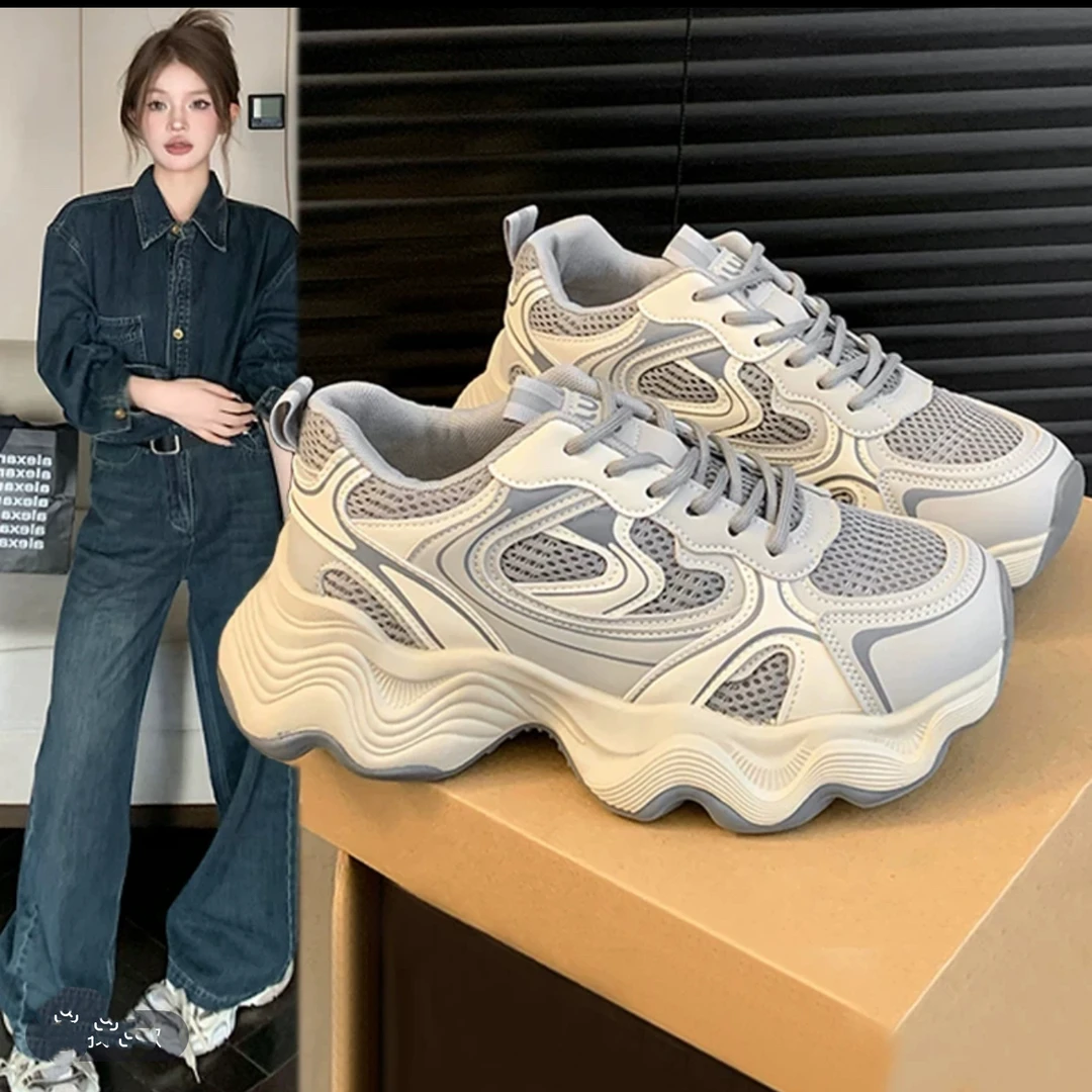 老爹鞋女款2025春夏季新款厚底增高网面透气百搭C33