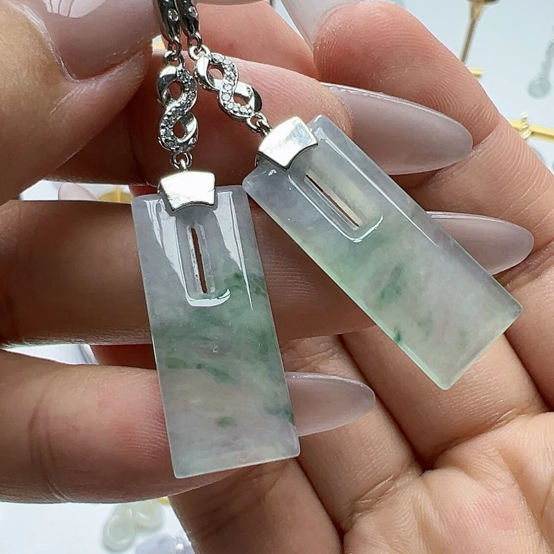 银S925镶嵌翡翠耳饰?****?天然缅甸A货翡翠