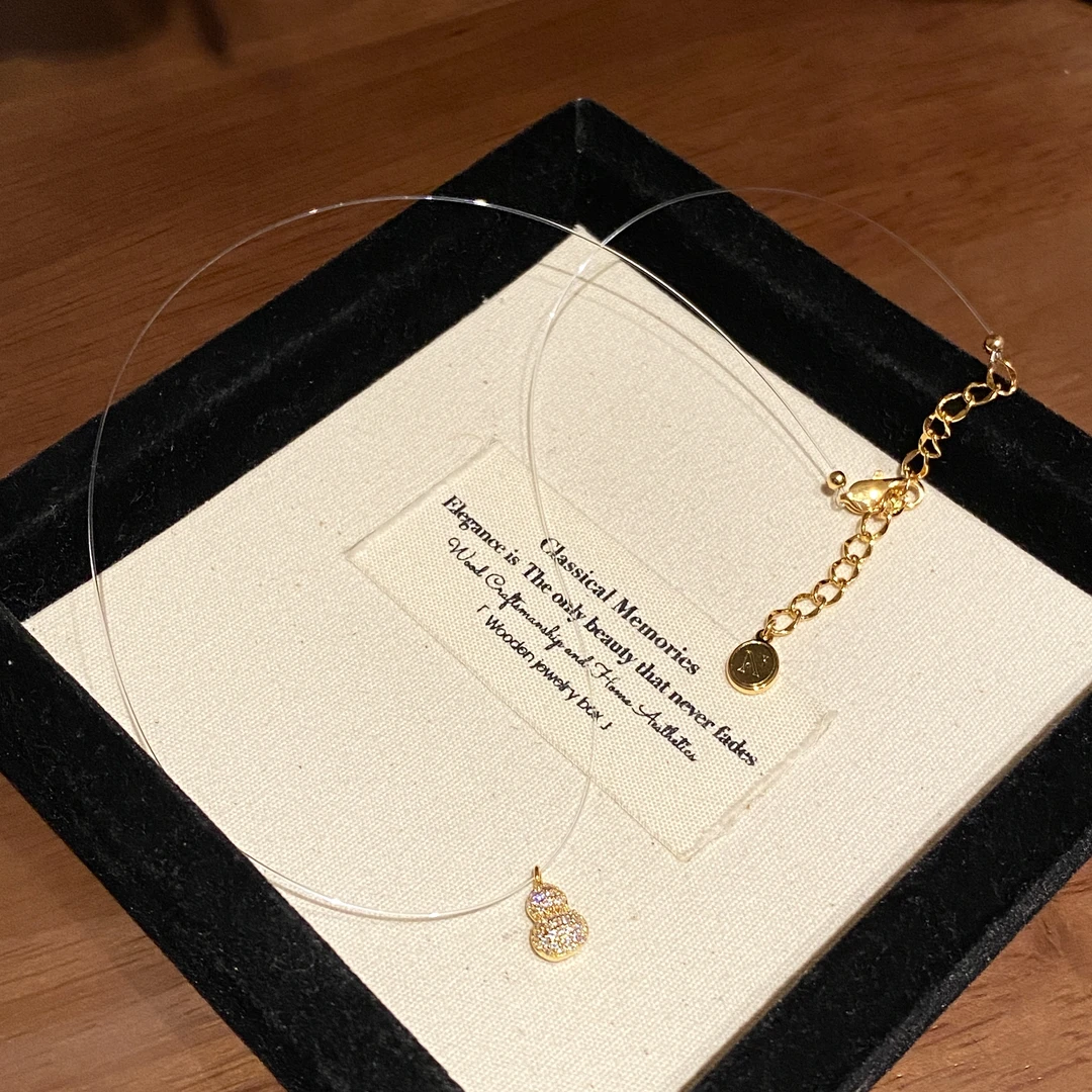 铜合金项链 气质轻奢时尚百搭简约隐形线葫芦项链A2301