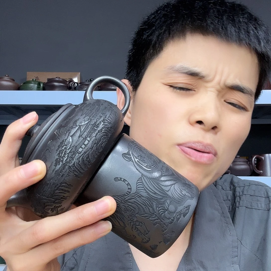 底槽青茶壶民间手艺人全手工制作