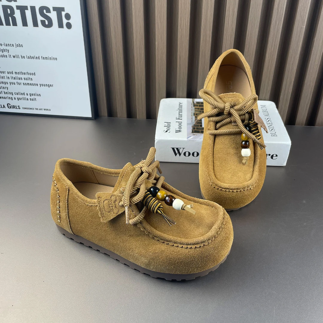 真皮乐福鞋女2025秋季新款真皮女鞋圆头系带厚底休闲豆豆鞋女软底