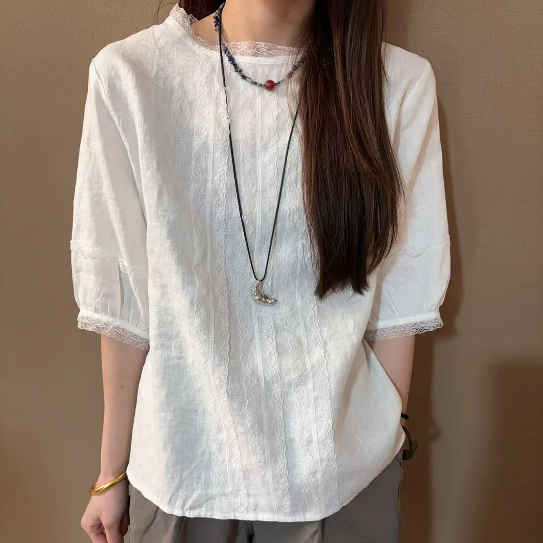 温柔透气亚麻小衫