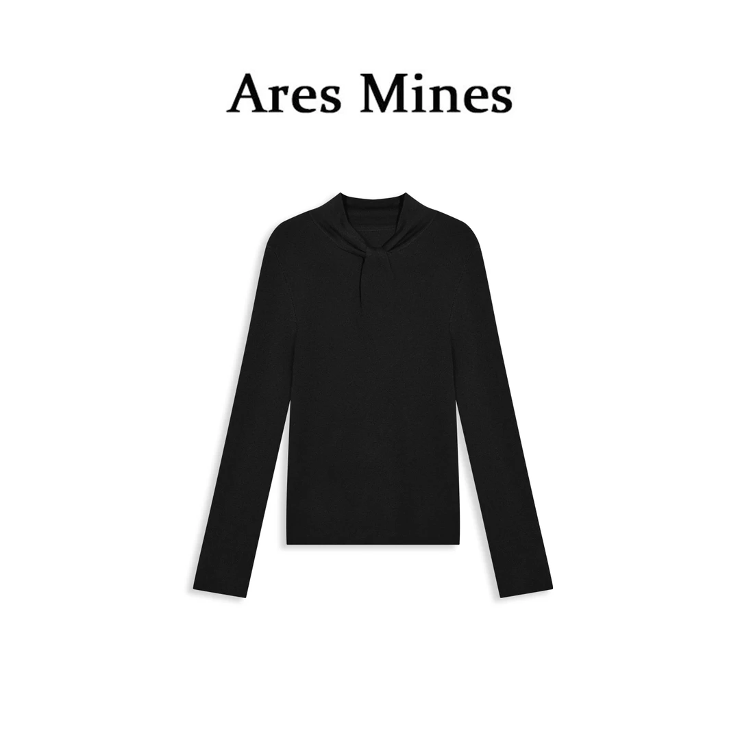 【盛朗熙AresMines】典雅莫兰 修身显瘦扭结设计中高领针织打底衫