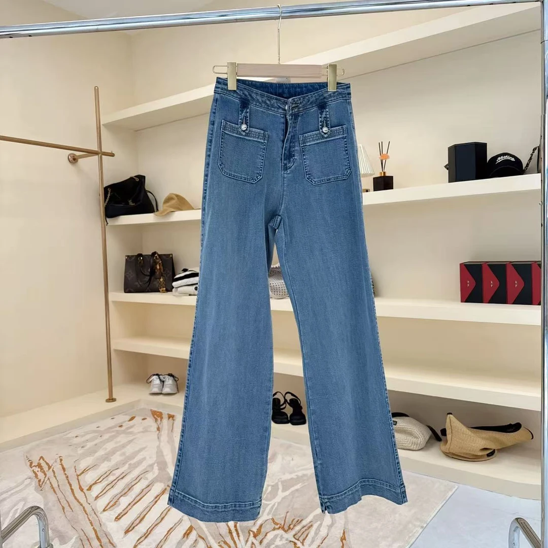 【文4748】 高端商场刺绣阔腿牛仔裤