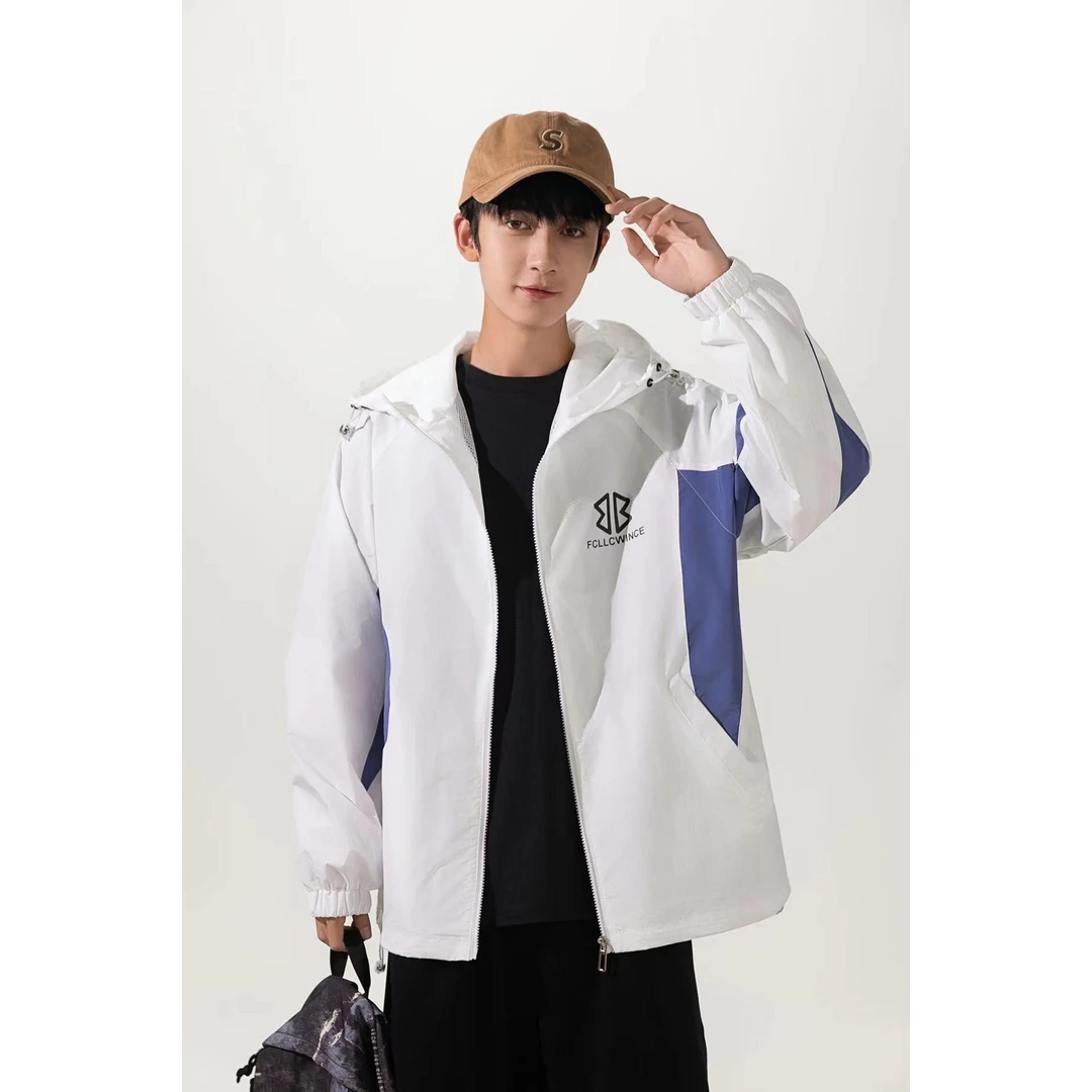 【24009-白拼蓝】青少年运动防晒服